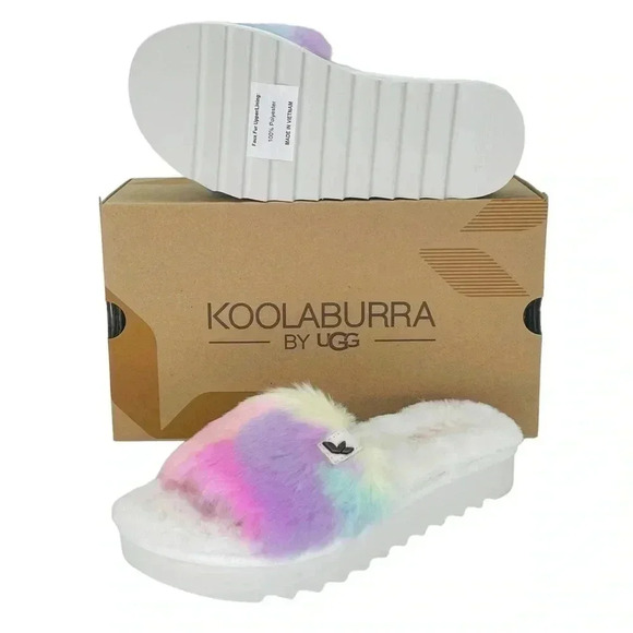 Koolaburra by UGG Womens Fuzz-AH Faux Fur Pastel Slide Sandals Size 6M - Picture 9 of 9